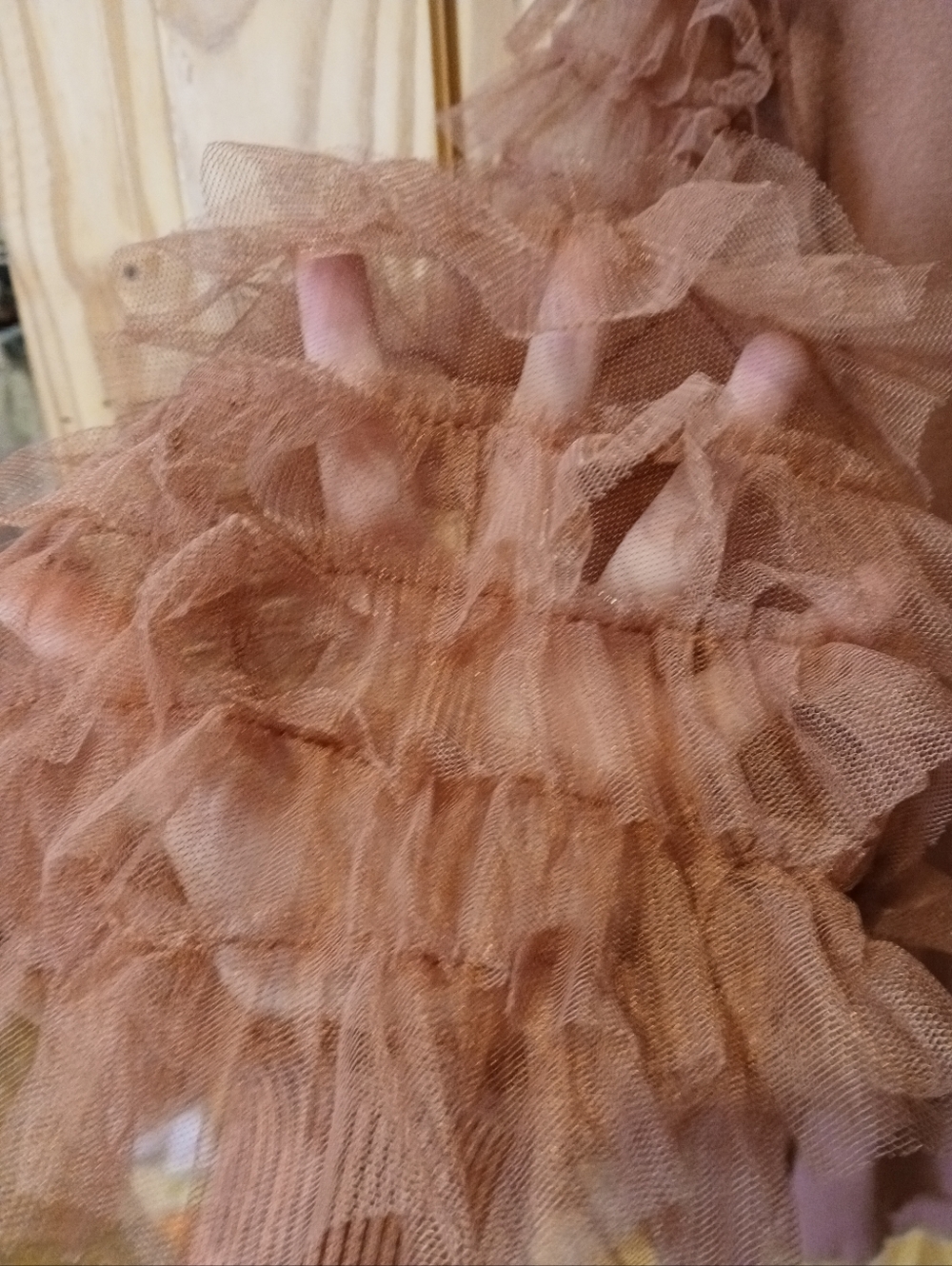 Cato Dusty Rose Crewneck With Ruffle Sheer Sleeves Size S/M - Picture 2 of 4